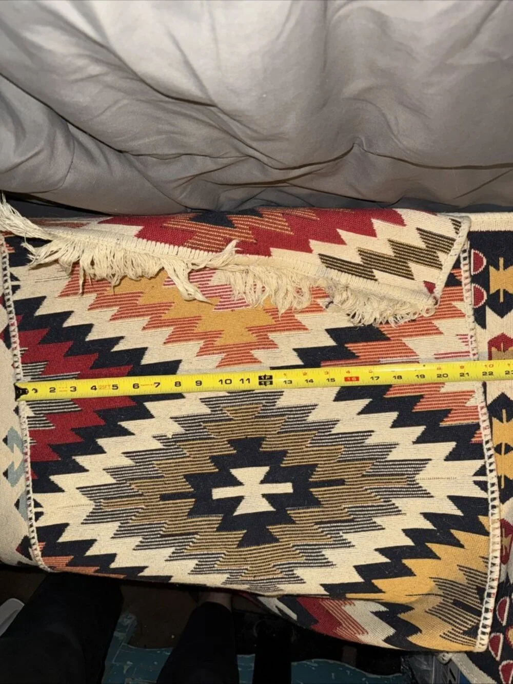 Aztec Indian Mat Rugs (2) Hand Woven Wool Reversible Multicolor 33.5”L x 21.5”W